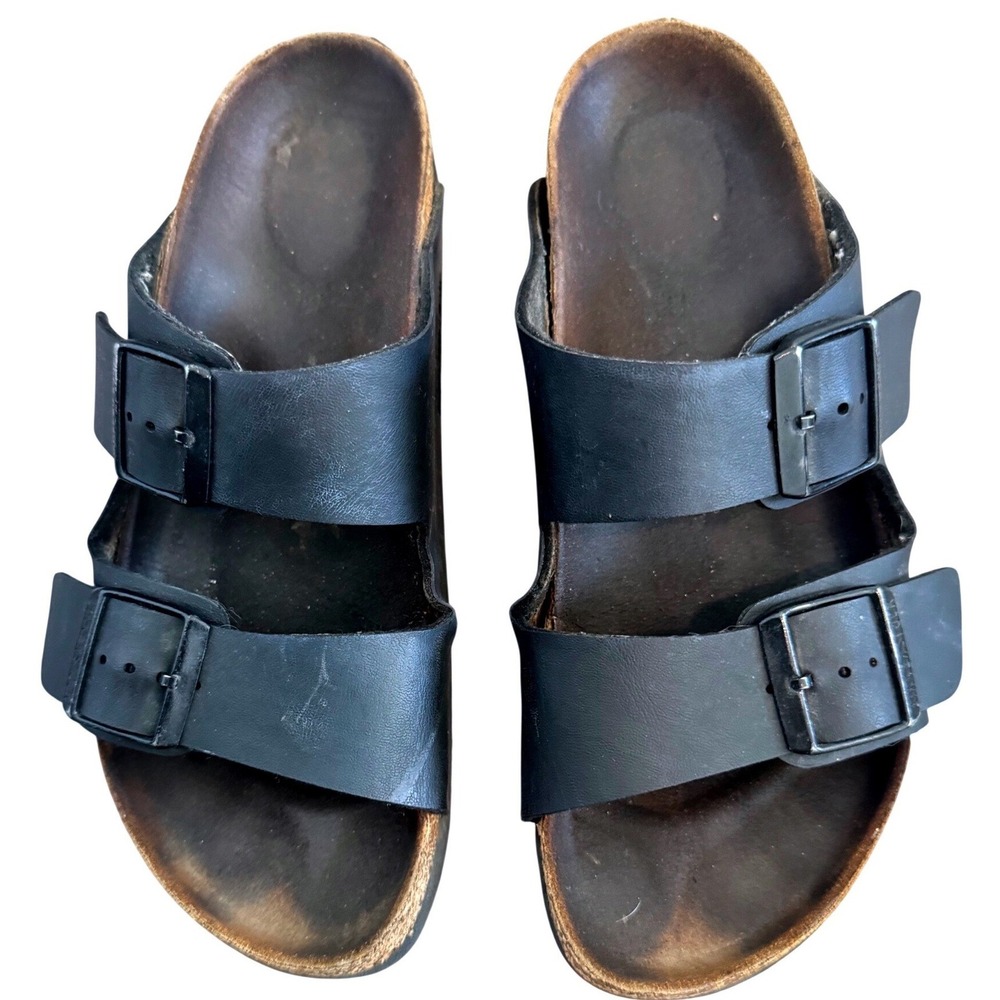 Birkenstock‎ Arizona Two Strap Black Sandals Comfort Boho Size 39/8-8.5